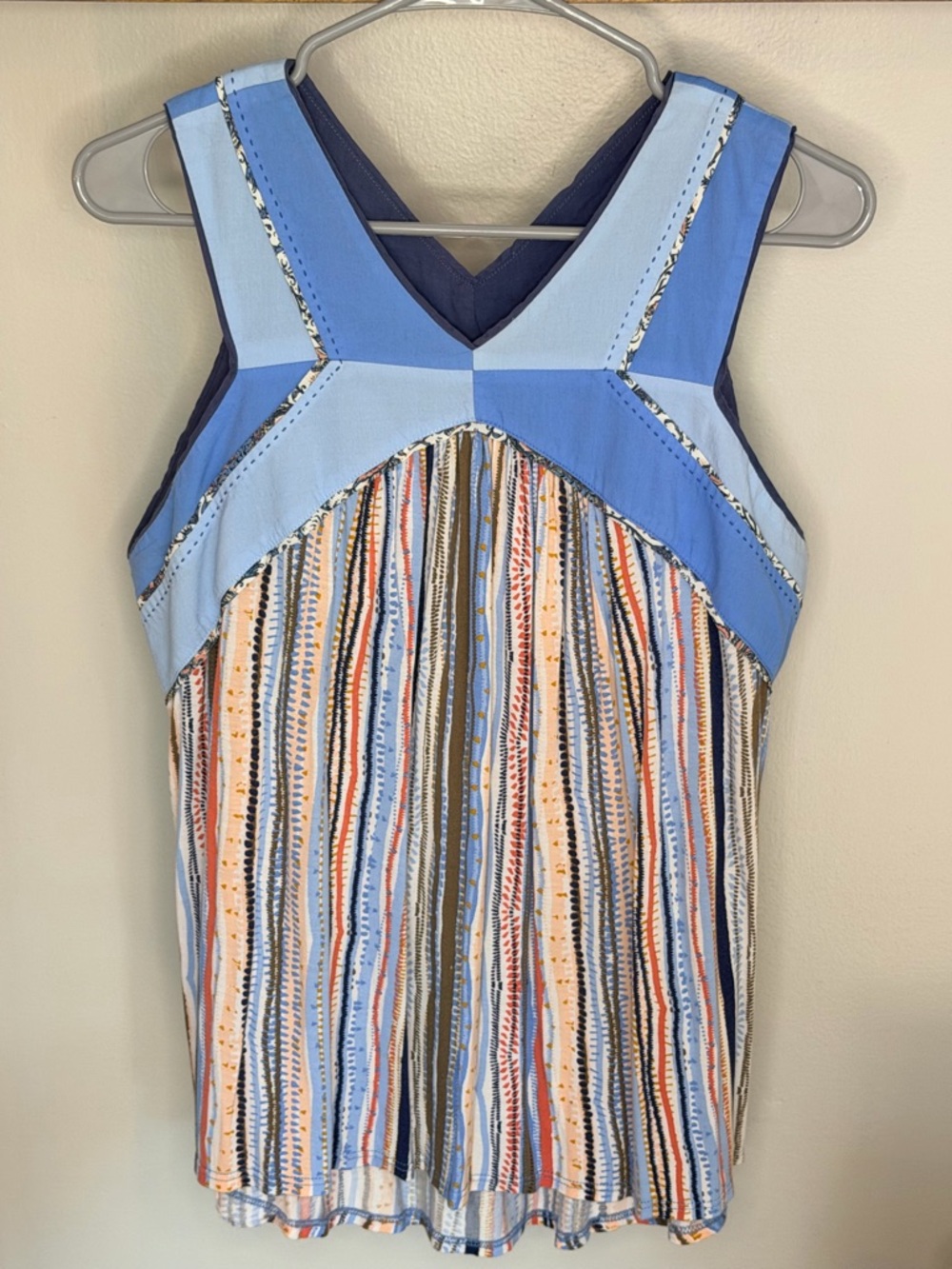 Anthropologie One September Color Blocked Yoke Tank